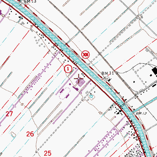 Topographic Map of Central Lafourche High School, LA