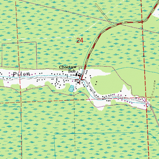 Topographic Map of Choctaw, LA