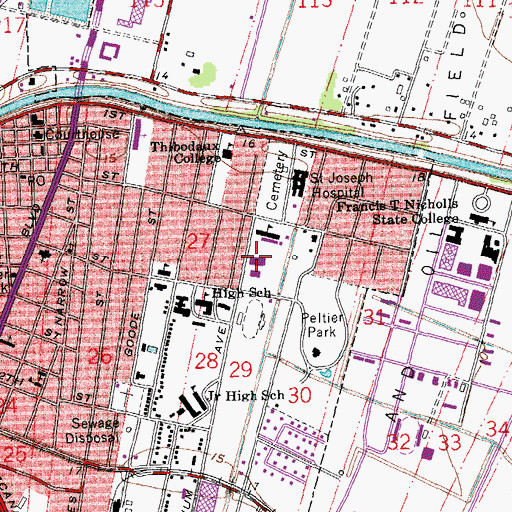 Topographic Map of E D WHITE CATHOLIC HIGH SCHOOL, LA