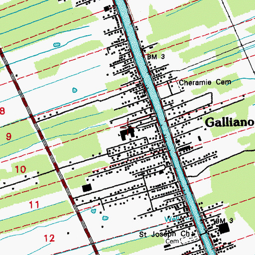 Topographic Map of Galliano Elementary School, LA