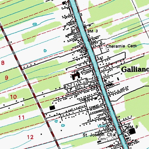 Topographic Map of Galliano Junior High School, LA