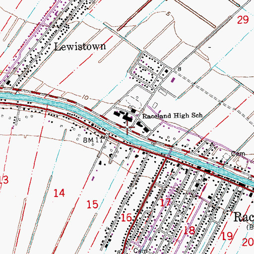 Topographic Map of Godchaux, LA