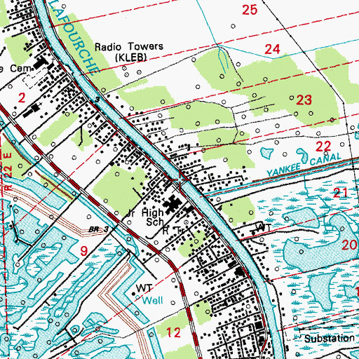 Topographic Map of Golden Meadow Bridge, LA