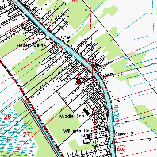 Topographic Map of Golden Meadow Lower Elementary School, LA
