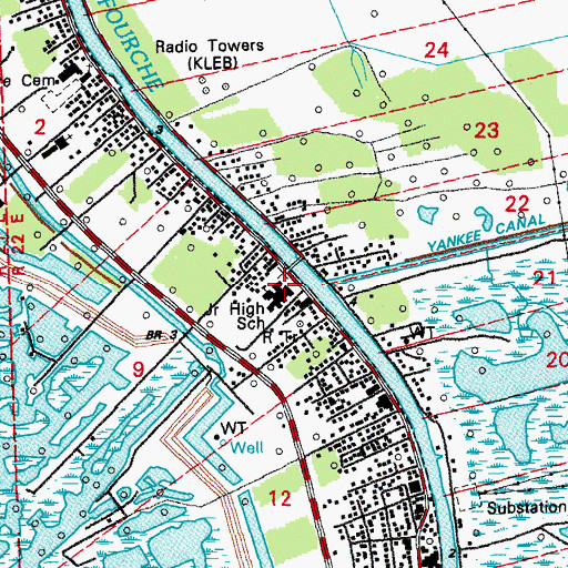 Topographic Map of Golden Meadow Middle School, LA