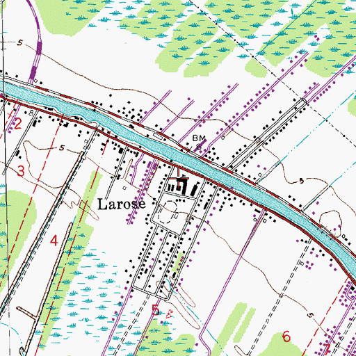Topographic Map of Larose Cut Off Middle School, LA