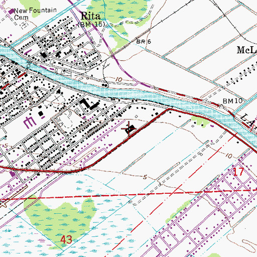 Topographic Map of Lockport Lower Elementary School, LA