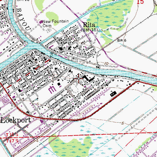 Topographic Map of Lockport Upper Elementary School, LA