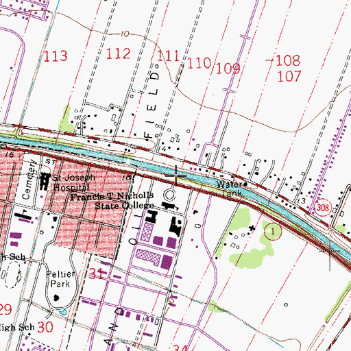 Topographic Map of Memorial Fountain, LA