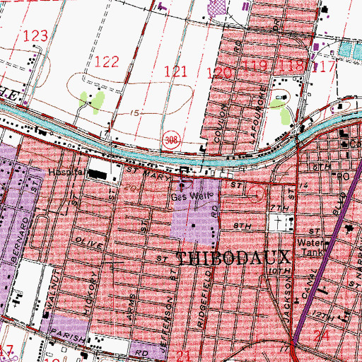 Topographic Map of Nicholls Shopping Center, LA