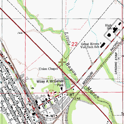 Topographic Map of Union Chapel, AR
