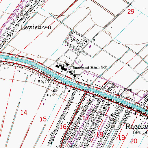 Topographic Map of Raceland Upper Elementary School, LA