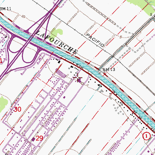 Topographic Map of Ochsner Saint Anne Hospital, LA