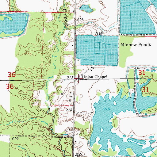 Topographic Map of Union Chapel, AR