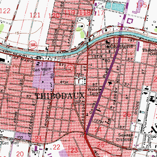 Topographic Map of Saint Johns Cemetery, LA