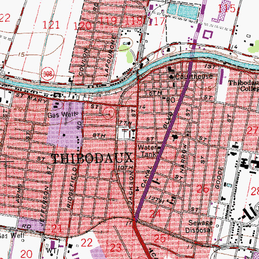 Topographic Map of Saint Johns Episcopal Church, LA
