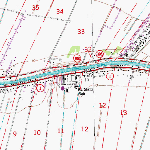 Topographic Map of Saint Marys Church, LA