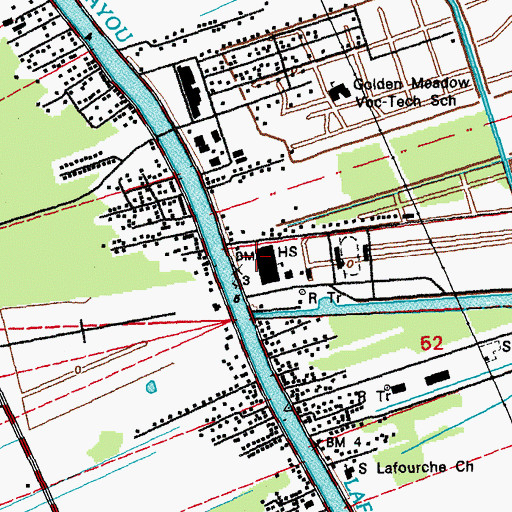 Topographic Map of South Lafourche High School, LA