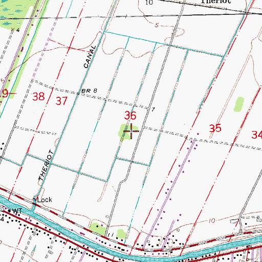 Topographic Map of Theriot Siding (historical), LA