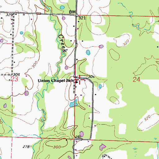 Topographic Map of Union Chapel School, AR