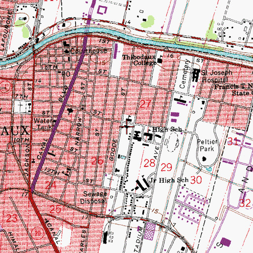 Topographic Map of THIBODAUX ELEMENTARY SCHOOL, LA