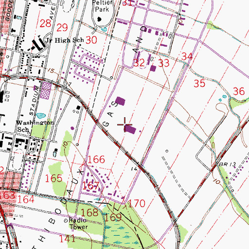 Topographic Map of Thibodaux Regional Medical Center, LA