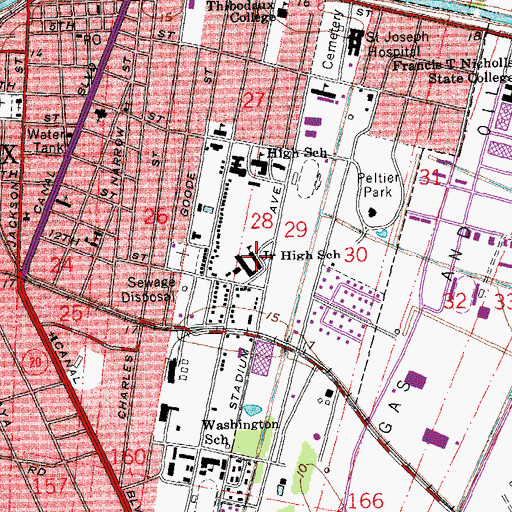 Topographic Map of WEST THIBODAUX MIDDLE SCHOOL, LA
