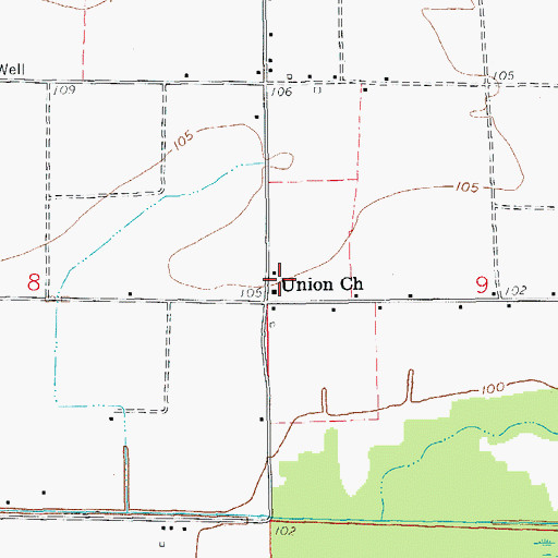 Topographic Map of Union Church, AR