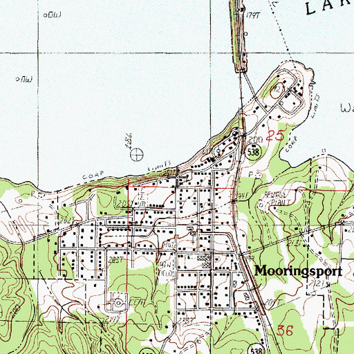Topographic Map of Mooringsport United Methodist Church, LA