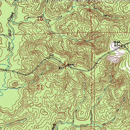 Topographic Map of Bedstead Hill, LA