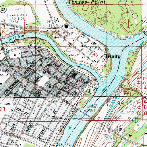 Topographic Map of First Baptist Church, LA