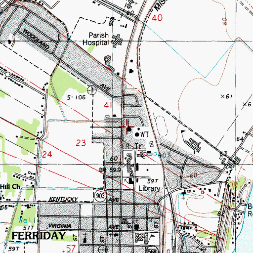 Topographic Map of Church of Christ, LA