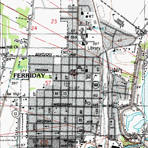 Topographic Map of First Baptist Church, LA