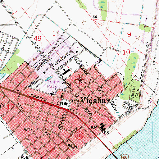 Topographic Map of First Baptist Church, LA