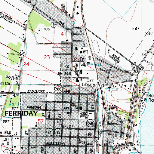 Topographic Map of First Church of God, LA