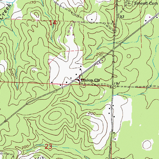 Topographic Map of Union Church, AR
