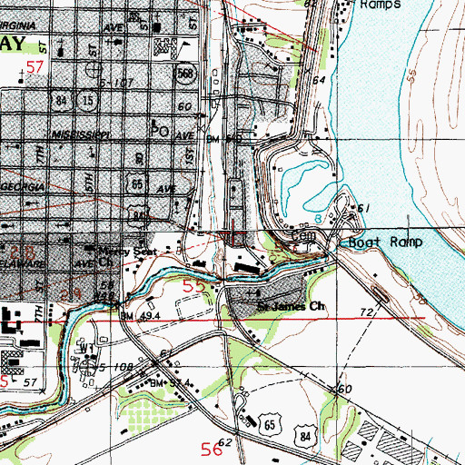 Topographic Map of Mount Beulah Baptist Church, LA