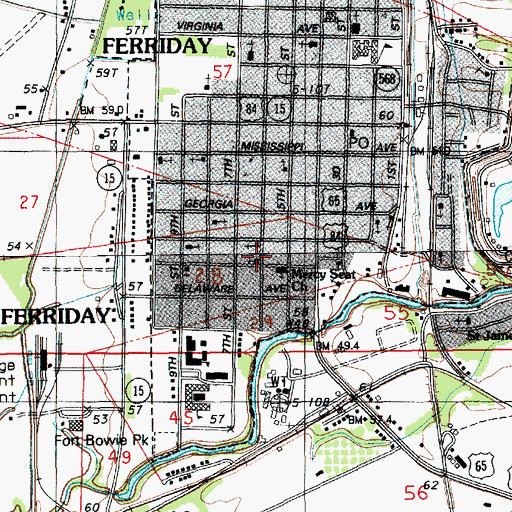 Topographic Map of Mount Olive Baptist Church, LA