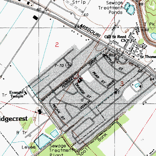 Topographic Map of Ridgecrest Baptist Church, LA