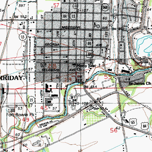 Topographic Map of Rufus Baptist Church, LA