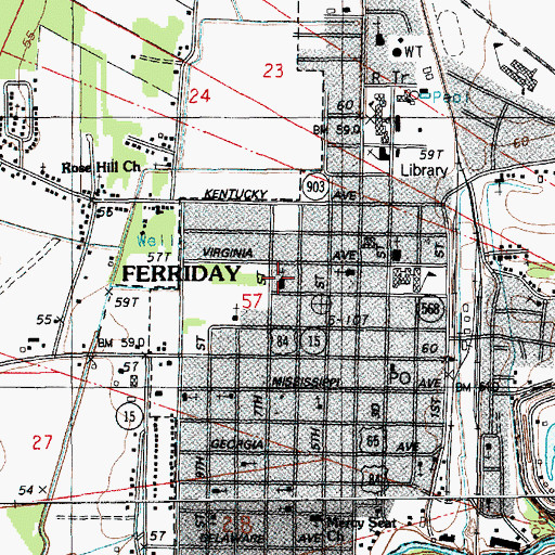 Topographic Map of Saint Patrick Catholic Church, LA