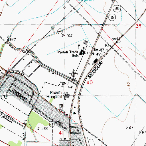 Topographic Map of Sevier Memorial United Methodist Church, LA