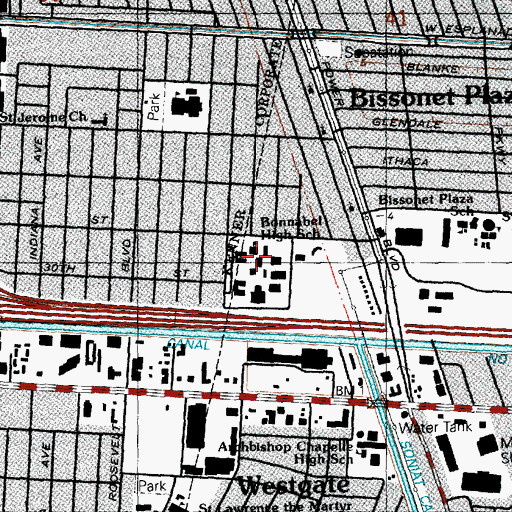 Topographic Map of Alfred Bonnabel High School, LA