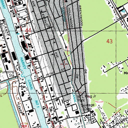 Topographic Map of Alpha and Omega Church, LA