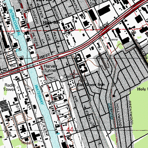 Topographic Map of Bible Way Church of God in Christ, LA