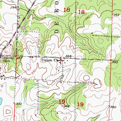 Topographic Map of Union Church, AR