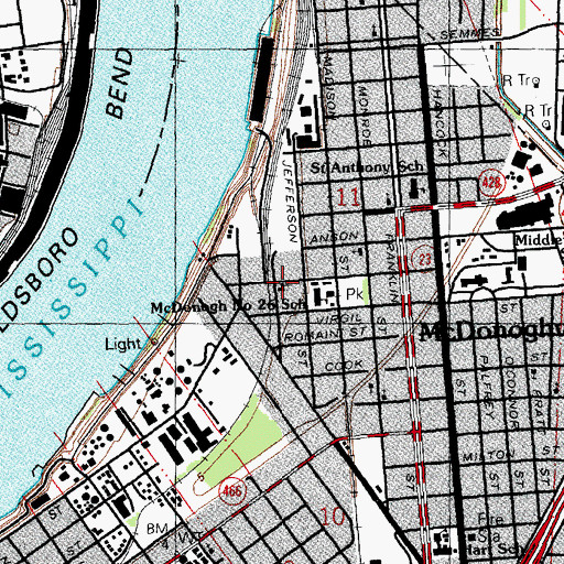Topographic Map of Faith Christian Fellowship Church, LA