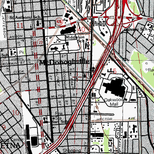 Topographic Map of First Emmanuel Baptist Church, LA