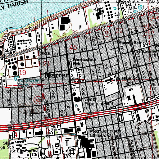Topographic Map of Immaculate Conception Catholic Church, LA