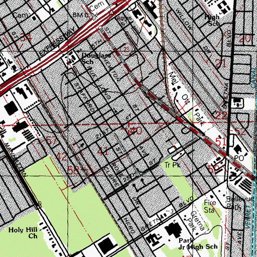 Topographic Map of Light of Christ Church, LA